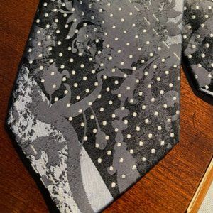 Murano Hand-Tailored Blue, Gray and Black Silk Tie
